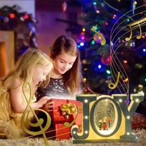 img 1 attached to 🎄 Joy Family Musical Christmas Snow Globe Lantern - Lighted Xmas Water Lantern with Swirling Glitter - 6 Hour Timer Home Holiday Decorations (Joy Lantern)