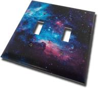 nebula galaxy space design print double light switch plate - trendy accessories, actual printed outlet cover (not a decal) logo