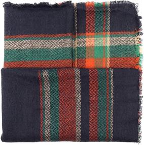 img 1 attached to 🧣 C-Stylish Winter Women Oversized Tartan Blanket Scarf: Warm Cozy Tartan Wrap Shawl Cape