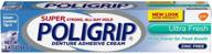 🦷 ultra fresh super poligrip denture adhesive cream: secure hold, 2.4 oz" logo