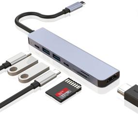 img 4 attached to 🔌 7-in-1 USB C Hub Multiport Adapter with 4K HDMI Output, Power Delivery Type C Charging Port, SD Card Reader, and 3.0 USB Hub for Mac MacBook Pro iPad XPS Surface Pro