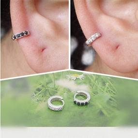 img 2 attached to 💎 Sterling Silver CZ Micro Huggie Hoops: Stylish Small Hoop Earrings for Women and Teens