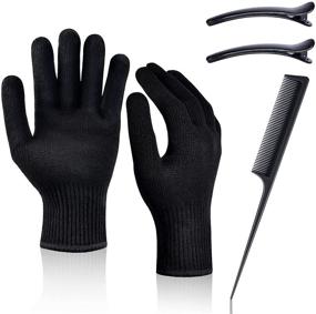 img 4 attached to 🧤 IKOCO Heat Resistant Gloves - 2Pcs Mitts for Hair Styling Tools, Curling Iron, Flat Iron, Hot-Air Brushes - Universal Fit Size