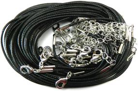 img 2 attached to Pack of 50 Black Imitation Leather Braided Cord Necklaces with Extension Chain and Silver Lobster Claw Clasp - Ideal for Jewelry Making and Crafts