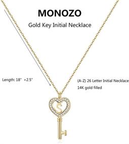 img 3 attached to 💎 Stylish and Sparkling: MONOZO Gold Plated Initial Necklace with Cubic Zirconia Pendant - Perfect Gift for Women, Her, and Teen Girls on Birthdays