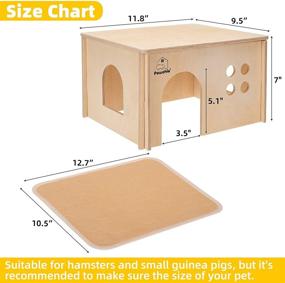 img 3 attached to 🐾 PAWCHIE Small Animal Wooden Hut Hideout - Guinea Pig & Hamster Habitat with Windows, Detachable Pet Hat, Ideal Wooden Living Space for Small Pets