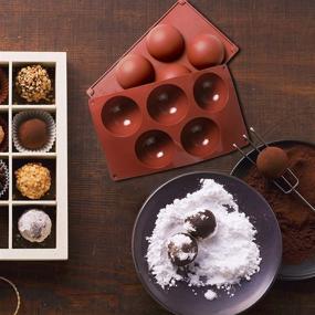img 1 attached to 🍫 Набор из 2 больших полусферических силиконовых форм для 5-полостных шоколадных бомб Какао - идеально подходит для изготовления шоколада, конфет, тортов, желе и мусса.