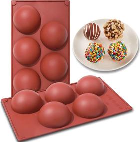 img 4 attached to 🍫 Набор из 2 больших полусферических силиконовых форм для 5-полостных шоколадных бомб Какао - идеально подходит для изготовления шоколада, конфет, тортов, желе и мусса.