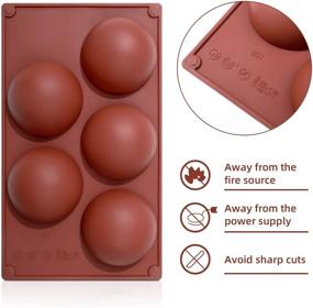 img 2 attached to 🍫 Набор из 2 больших полусферических силиконовых форм для 5-полостных шоколадных бомб Какао - идеально подходит для изготовления шоколада, конфет, тортов, желе и мусса.