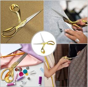 img 2 attached to 🔪 10 Inch Fabric Scissors with Golden Frosted Handles - Professional Sewing Tailor Scissors for Heavy Duty Fabric and Leather Cutting (Gold)