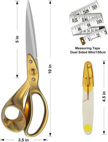 img 1 attached to 🔪 10 Inch Fabric Scissors with Golden Frosted Handles - Professional Sewing Tailor Scissors for Heavy Duty Fabric and Leather Cutting (Gold)