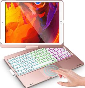 img 4 attached to 🌹 Rose Gold iPad 9th Generation Keyboard Case with Touchpad, Compatible with 10.2 inch iPad 9th / 8th / 7th Gen and 10.5 inch iPad Air 3rd Gen 2019/ iPad Pro 10.5-inch 2017, Including Pencil Holder