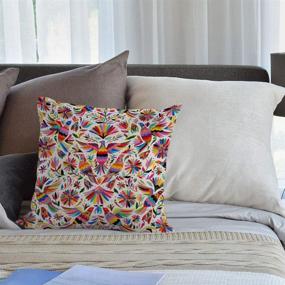 img 1 attached to 🦚 Vibrant Mexican Design Pheasant Pillow Case - 18" X 18" Cotton Linen by HGOD DESIGNS