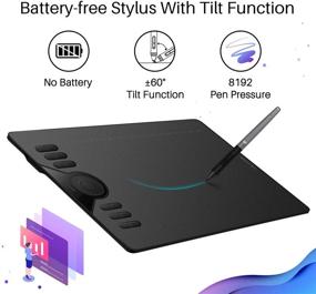 img 1 attached to 🖌️ HUION HS610 Graphics Drawing Tablet - Android Devices Compatible, Tilt Function, Battery-Free Stylus with 8192 Levels of Pen Pressure