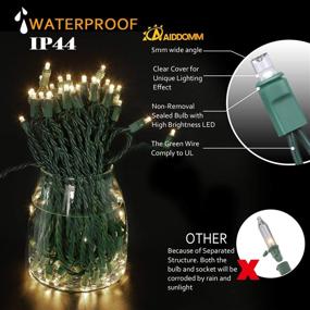 img 3 attached to 🎄 AIDDOMM LED Christmas Lights, 50 Counts, Outdoor and Indoor Use, Commercial Grade, Warm White Light, Green Wire, 25ft Length, UL Listed