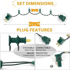 img 2 attached to 🎄 AIDDOMM LED Christmas Lights, 50 Counts, Outdoor and Indoor Use, Commercial Grade, Warm White Light, Green Wire, 25ft Length, UL Listed