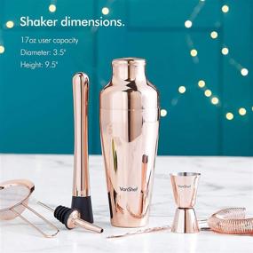 img 3 attached to VonShef Parisian Cocktail Shaker Barware Set in Gift Box - Includes Cocktail Strainers, Twisted Bar Spoon, Jigger, Muddler, Pourers & Recipe Guide - 9 Piece Set, 17oz - Rose Gold