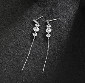 img 2 attached to 💎 SLUYNZ 925 Sterling Silver Shiny CZ Dangle Earrings Chain - Elegant Crystal Tassel Earrings for Women & Teens