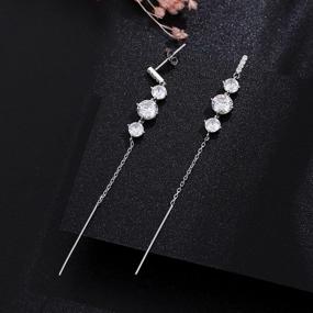 img 3 attached to 💎 SLUYNZ 925 Sterling Silver Shiny CZ Dangle Earrings Chain - Elegant Crystal Tassel Earrings for Women & Teens