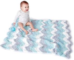 img 1 attached to 🌊 Bernat Baby Blanket Stripes: Стекло моря - 10,5 унций, 100% полиэстер, Мягкий и Уютный