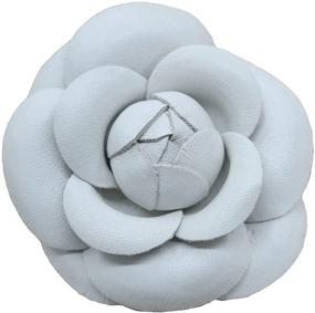 img 4 attached to White Camellia Leather Flower Brooch