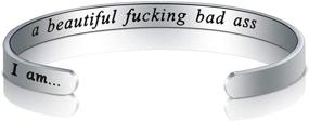 img 4 attached to Bobauna Beautiful and Bold Cuff Bangle Bracelet 💪 - Motivational Secret Message Jewelry, Inspirational Gift for Her