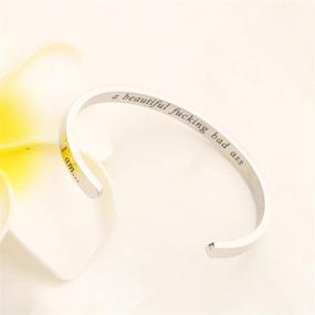 img 1 attached to Bobauna Beautiful and Bold Cuff Bangle Bracelet 💪 - Motivational Secret Message Jewelry, Inspirational Gift for Her