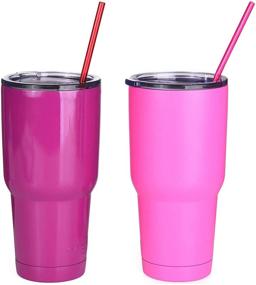 img 1 attached to 🌈 ALINK 10.5in Rainbow Colored Reusable Tritan Straws - Set of 10 for 20oz & 30oz Tumblers with Cleaning Brush