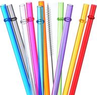 🌈 alink 10.5in rainbow colored reusable tritan straws - set of 10 for 20oz & 30oz tumblers with cleaning brush logo