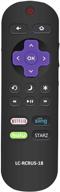 replacement lc-rcrus-18 tv remote control for sharp roku tv smart hdtv models lc-43lbu591u lc-55lbu591u lc-65lbu591u lc-50lbu591u with netflix, sling, hulu, and starz streaming capability logo