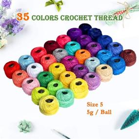img 3 attached to 🧶 Crochet Thread Cotton Yarn: 35 Balls of Popular Rainbow Colors| Size 5 | 100% Mercerized Long Staple Cotton