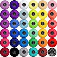🧶 пряжа для вязания крючком из хлопка: 35 мотков популярных цветов радуги| размер 5 | 100% мерсеризованный длинноволокнистый хлопок логотип