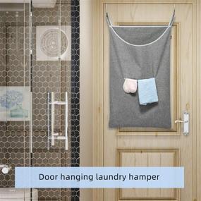 img 2 attached to 🧺 Hanging Laundry Hamper Bag - SAVERHO Door Hanging Hamper with Front Pocket - Large Size 35X22inch Door Laundry Basket for Dirty Clothes - Grey