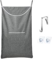 🧺 hanging laundry hamper bag - saverho door hanging hamper with front pocket - large size 35x22inch door laundry basket for dirty clothes - grey logo
