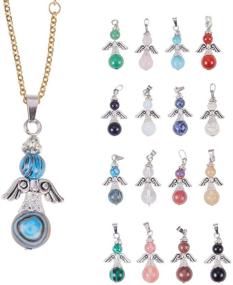 img 1 attached to 💎 PH PandaHall 16 Colors Angel Wings Charms: Sparkling Angel Fairy Quartz Gemstone Chakra Stone Pendants for Exquisite Bracelet & Necklace Jewelry Making