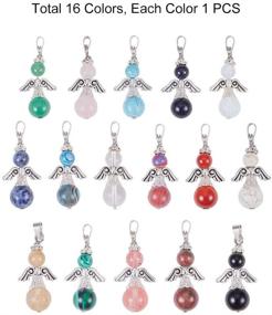 img 3 attached to 💎 PH PandaHall 16 Colors Angel Wings Charms: Sparkling Angel Fairy Quartz Gemstone Chakra Stone Pendants for Exquisite Bracelet & Necklace Jewelry Making