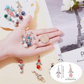 img 2 attached to 💎 PH PandaHall 16 Colors Angel Wings Charms: Sparkling Angel Fairy Quartz Gemstone Chakra Stone Pendants for Exquisite Bracelet & Necklace Jewelry Making