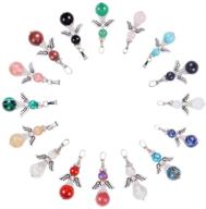 💎 ph pandahall 16 colors angel wings charms: sparkling angel fairy quartz gemstone chakra stone pendants for exquisite bracelet & necklace jewelry making logo