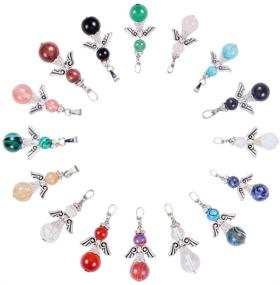 img 4 attached to 💎 PH PandaHall 16 Colors Angel Wings Charms: Sparkling Angel Fairy Quartz Gemstone Chakra Stone Pendants for Exquisite Bracelet & Necklace Jewelry Making