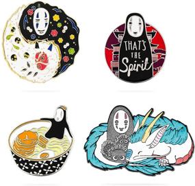 img 4 attached to 📌 Spirited Away Enamel Pin Set: Adorable Backpack Accessories - No Face, Kanonashi, and Soot Sprites Pins, Perfect Faceless Brooch Jewelry
