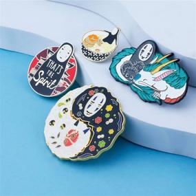 img 2 attached to 📌 Spirited Away Enamel Pin Set: Adorable Backpack Accessories - No Face, Kanonashi, and Soot Sprites Pins, Perfect Faceless Brooch Jewelry