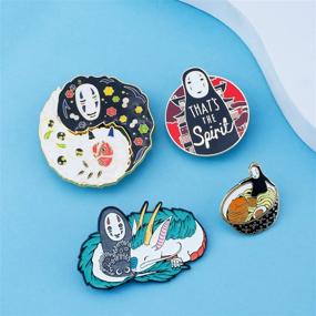 img 1 attached to 📌 Spirited Away Enamel Pin Set: Adorable Backpack Accessories - No Face, Kanonashi, and Soot Sprites Pins, Perfect Faceless Brooch Jewelry