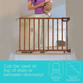 img 2 attached to 🚪 Oak Wood Gate for Hallways, Doorways, and Stairways - Summer Infant Deluxe Stairway Simple to Secure Gate, 32” Tall, Fits Openings 30” to 48” Wide - Ideal for Babies and Pets