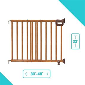 img 3 attached to 🚪 Oak Wood Gate for Hallways, Doorways, and Stairways - Summer Infant Deluxe Stairway Simple to Secure Gate, 32” Tall, Fits Openings 30” to 48” Wide - Ideal for Babies and Pets