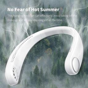 img 1 attached to 🌀 Hands-Free Wearable Bladeless Neck Fan - Rechargeable & Portable with Music Playback & 3 Speeds - Perfect for Office, Home, and Travel