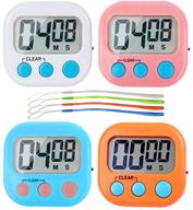 🕰️ large display digital kitchen timer set - strong magnetic backing stand, loud alarm for cooking, baking, kids classroom, teacher games - minute-second count up countdown and easy operation (pack of 4) logo