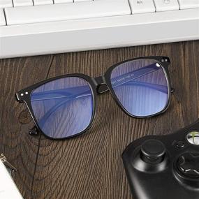 img 1 attached to Oversized Blue Light Blocking Glasses For Women Reading Computer Gaming Protection Eye(Bright Black)