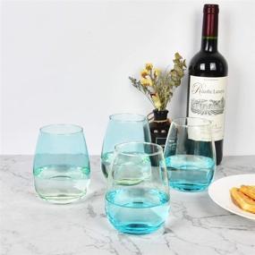 img 3 attached to 🍷 Vibrant Set of 4 Colored Stemless Wine Glasses, Ideal for Red and White Wine, Perfect Gift for Women, Family & Best Friends – 15Oz