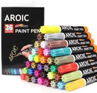 🎨 36 pack medium-tip paint markers for rock painting - write on anything. paint markers for rock, wood, metal, plastic, glass, canvas, ceramic & more! low-odor, oil-based paint pens logo