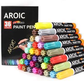 img 4 attached to 🎨 36 Pack Medium-Tip Paint Markers for Rock Painting - Write On Anything. Paint markers for Rock, Wood, Metal, Plastic, Glass, Canvas, Ceramic & More! Low-Odor, Oil-Based Paint Pens